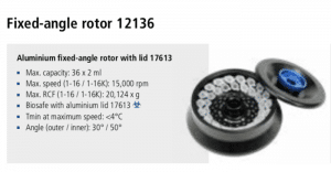 Microcentrífuga Sigma 1-16 e 1-16K rotor 12136 imagem 3